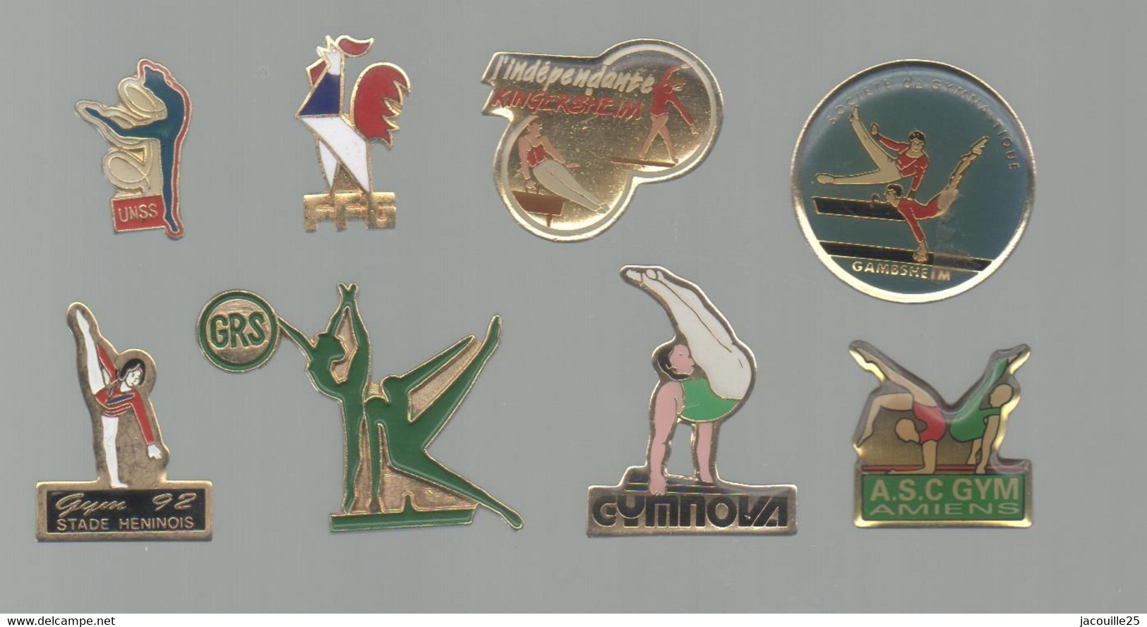 PINS PIN'S SPORTS  GYMNASTIQUE GYM UNSS FFG HENIN GRS AMIENS GAMBSHEIM KINGSHEIM  LOT 8 PINS - Gymnastique