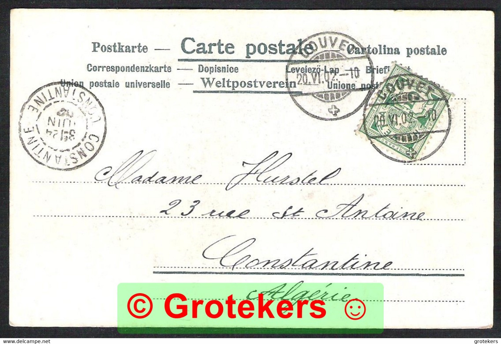 Lac De NEUCHÂTEL Et Les Alpes Sent 1902 COUVET > Constantine /ALGERIE - Couvet