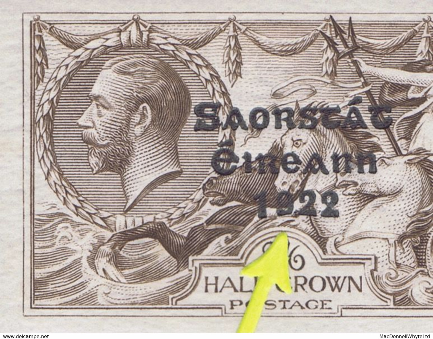 Ireland 1927-28 Wide Date Setting Saorstat 3-line Ovpt On 2/6d, Vars "Flat-tailed 9" And "Circumflex Accent" In Block Of - Neufs