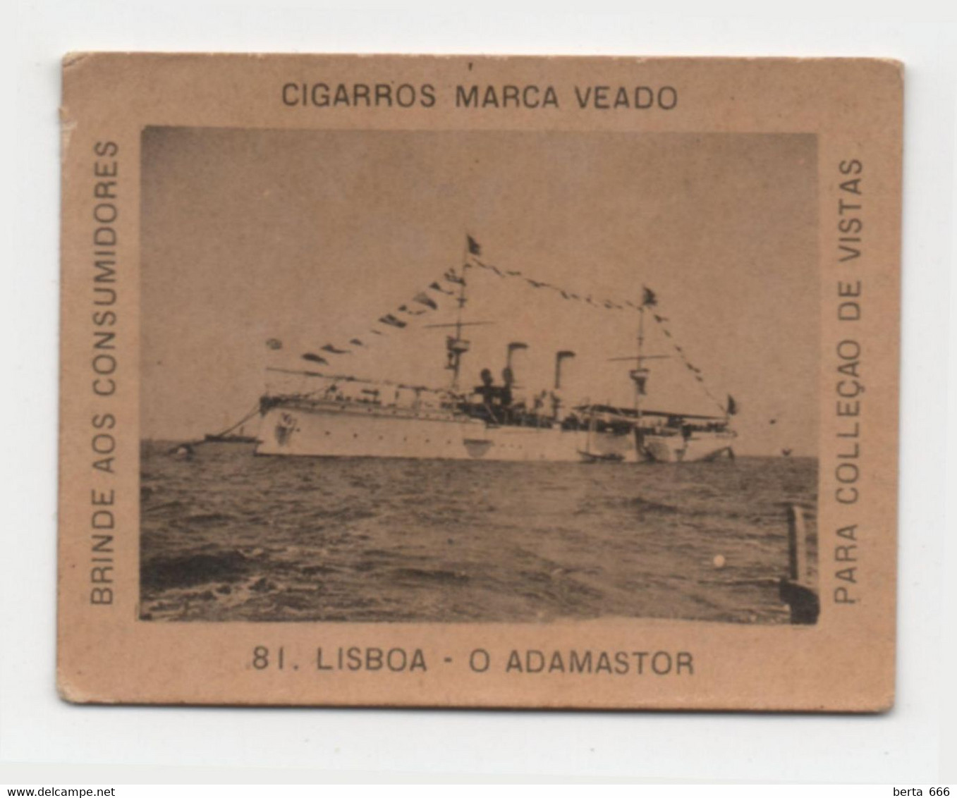 Carte Cigarettes Cigarros  Veado Brezil Chromo Croiseur Portugais L'Adamastor - Other & Unclassified