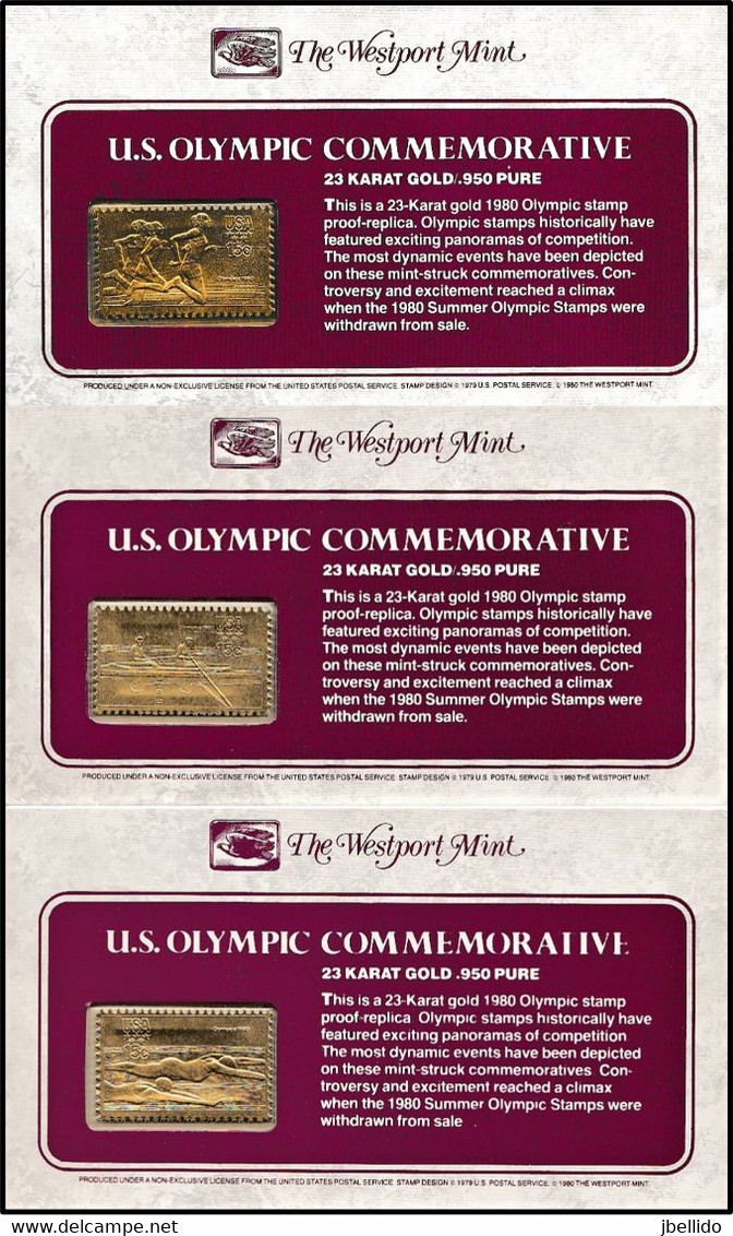 1980 USA OLIMPIC STAMP 23  KARAT GOLD, Proof Replica, Olimpicos Usa Replica Prueba En Oro 23 Q, OLIMPIADA, OLYMPIAD - Altri & Non Classificati