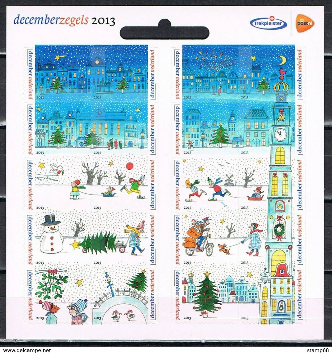 Nederland NVPH 3113-32 V3113-32c Vel Decemberzegels Trekpleister Logo 2013 Postfris MNH Netherlands Christmas Stamps - Unused Stamps