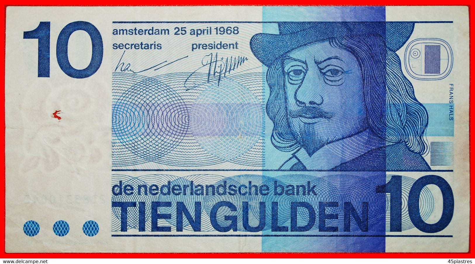 • HALS (1582/1583-1666): NETHERLANDS ★ 10 GULDEN 1968! CRISP! JULIANA(1948-1980) LOW START ★ NO RESERVE! - 10 Florín Holandés (gulden)