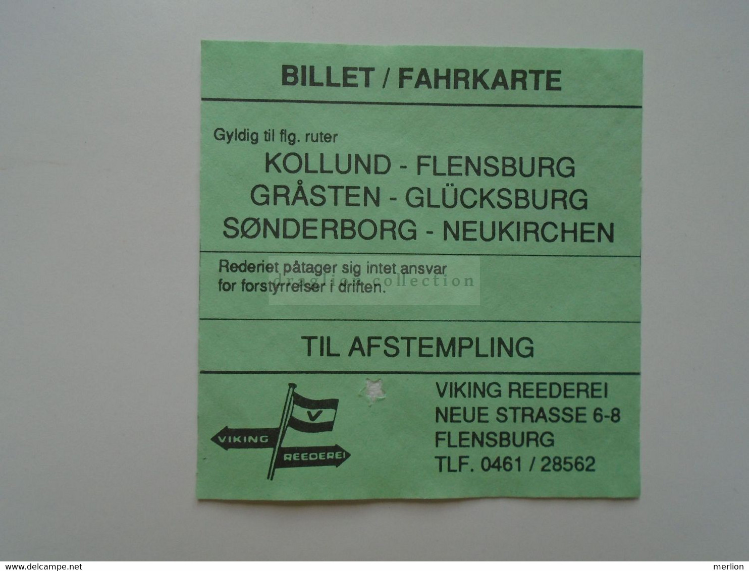 DT014  Billet /Fahrkarte  Glücksburg Kollund Flensburg  Ferry Ticket - Europa