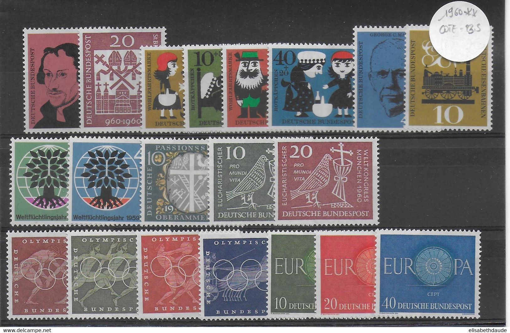 BRD - ANNEE COMPLETE 1960 ** MNH  - YVERT N°199/218 - COTE = 22.5 EUR. - - Jahressammlungen