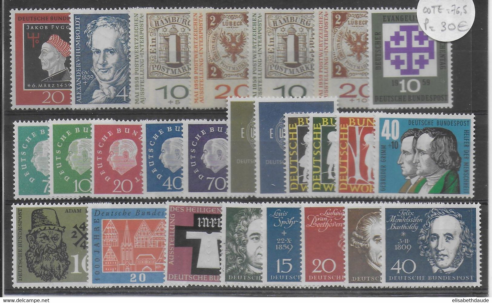 BRD - ANNEE COMPLETE 1959 ** MNH  - YVERT N°173/198 - COTE = 76.5 EUR. - - Ungebraucht