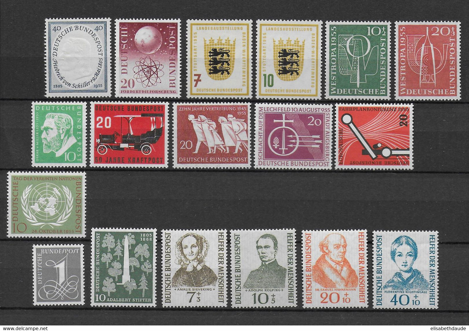 BRD - ANNEE COMPLETE 1955 ** MNH  - YVERT N°85/102 ** MNH - COTE = 192 EUR. - - Ungebraucht