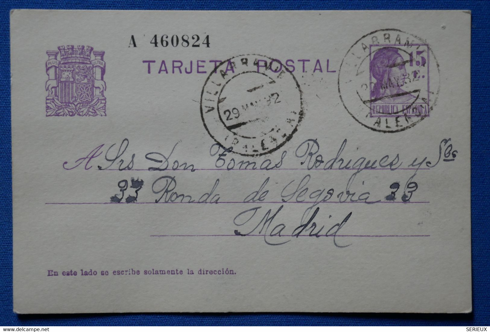 W2 ESPAGNE  BELLE CARTE   1892  VALENCIA POUR MADRID+ AFFRANCH. INTERESSANT - Covers & Documents