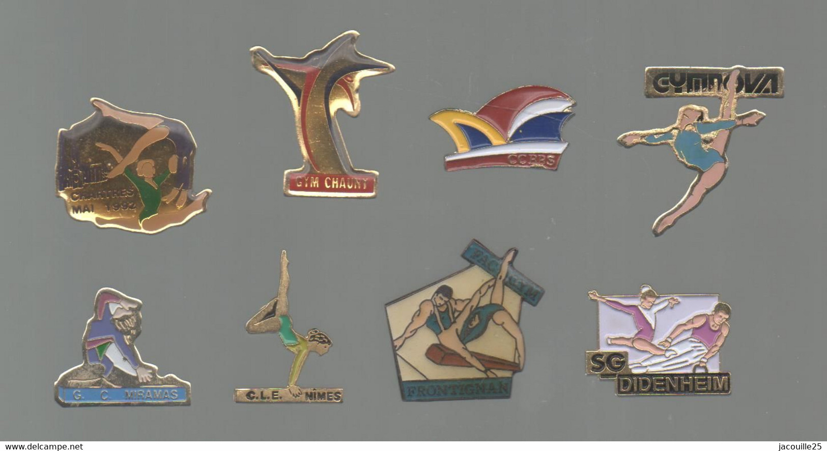 PINS PIN'S SPORTS  GYMNASTIQUE GYM CHAUNY DIDENHEIM NIMES CHARTRES MIRAMAS CCBBS  LOT 8 PINS - Ginnastica