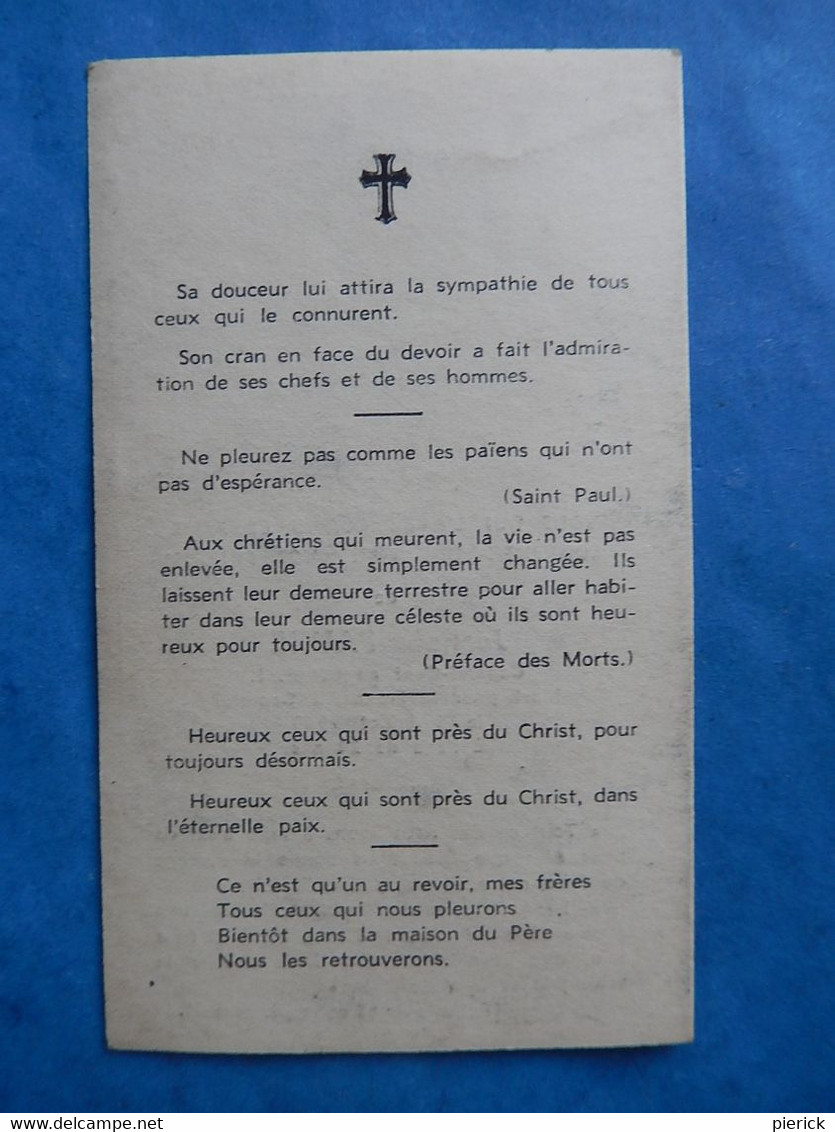 FAIRE PART DECES MORTUAIRE   1940 MILITAIRE WW2 CAPORAL CHEF CAMBRAI - Documents