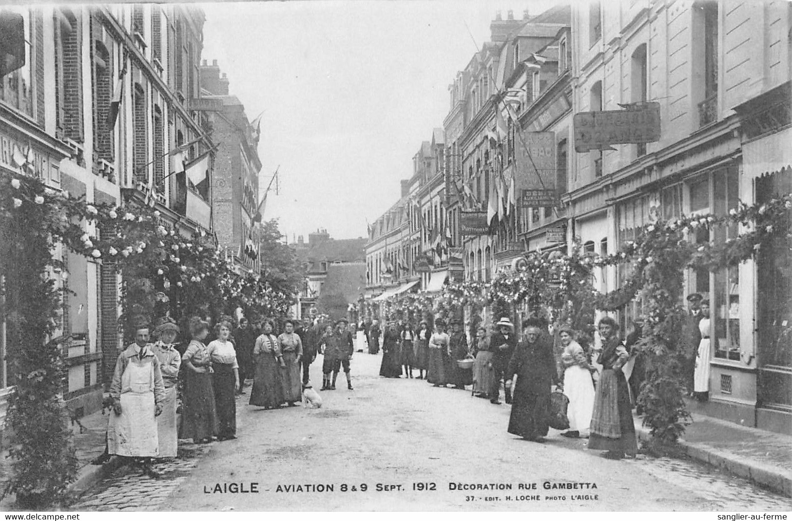 CPA 61 L'AIGLE AVIATION 8 ET 9 SEPTEMBRE 1912 DECORATION RUE GAMBETTA - L'Aigle