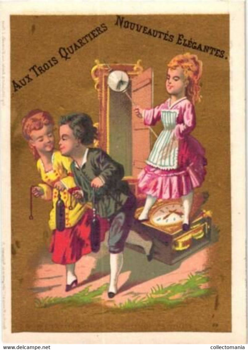 1879 Calendrier Série De 6 Complete,  Litho COCHET, PUB Au Trois Quartiers Pendulum Dressmaker BOUILLON RIVOIRE Sublime - Tamaño Pequeño : ...-1900