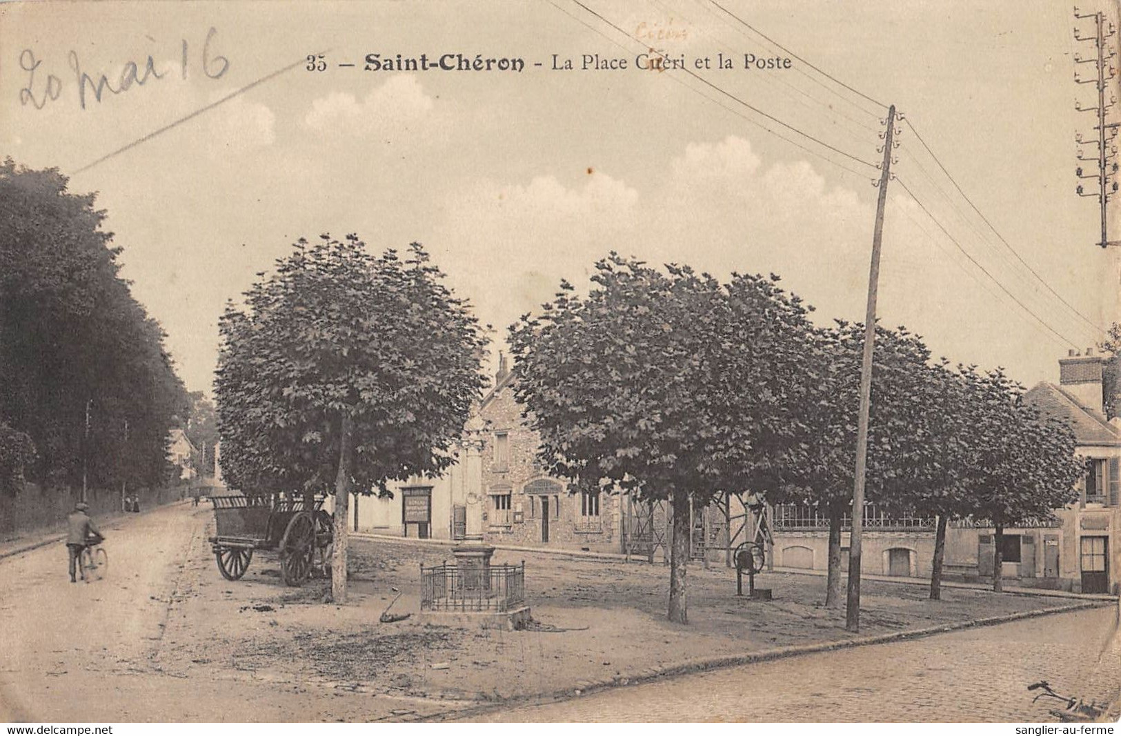 CPA 91 SAINT CHERON LA PLACE CUERI ET LA POSTE - Saint Cheron