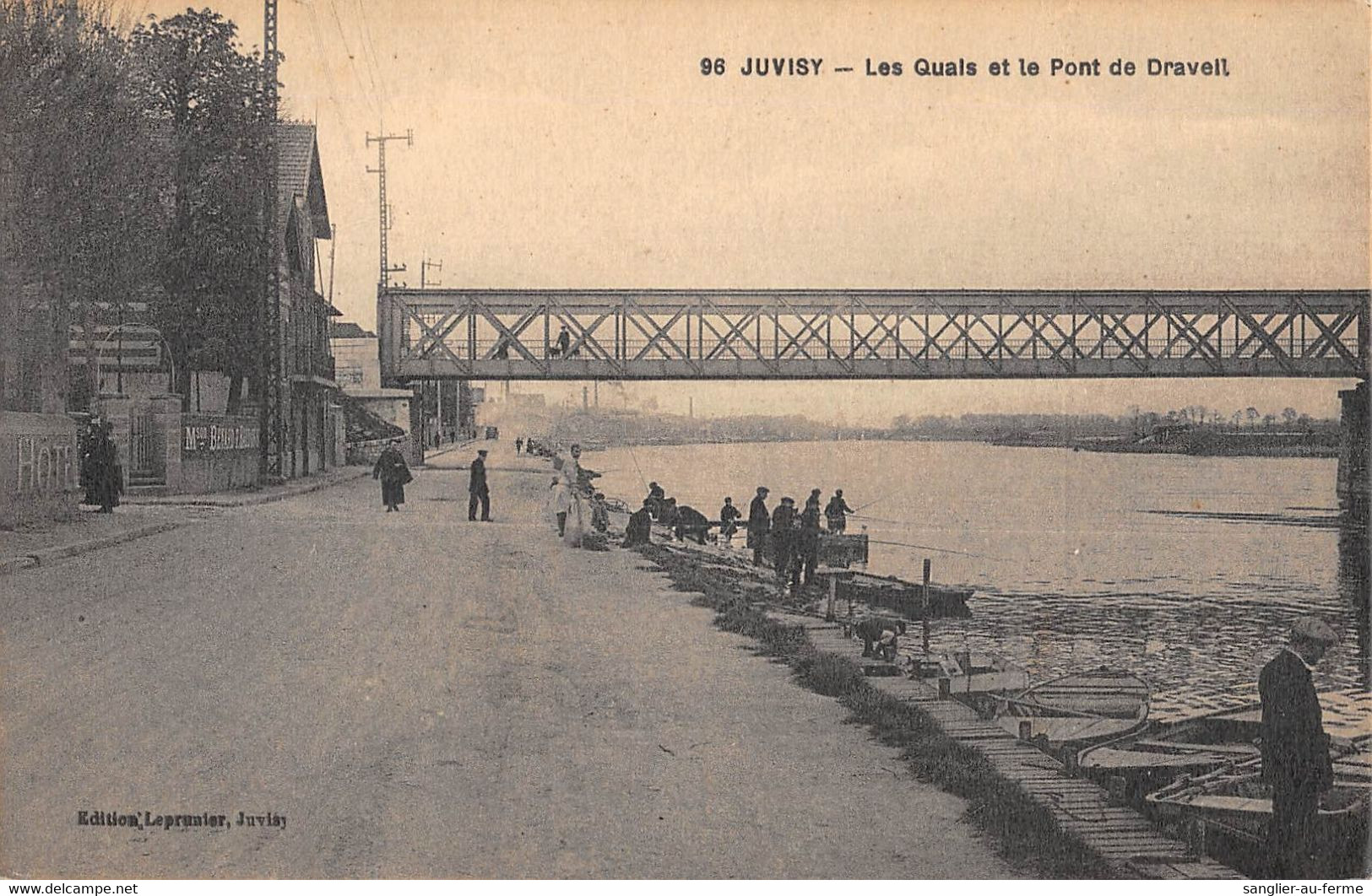 CPA 91 JUVISY LES QUAIS ET LE PONT DE DRAVEIL - Juvisy-sur-Orge