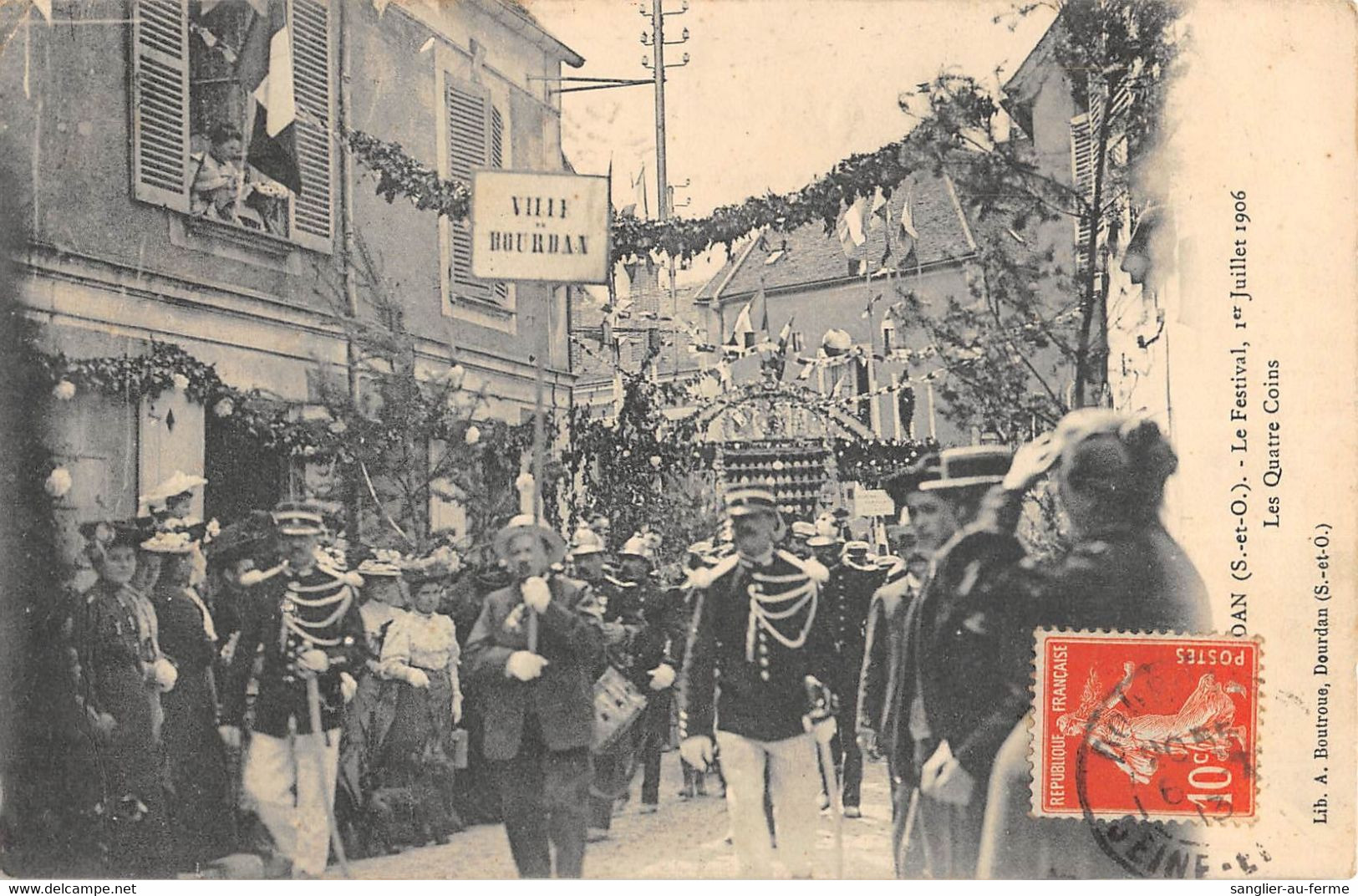 CPA 91 DOURDAN LE FESTIVAL 1ER JUILLET 1906 LES QUATRE COINS - Dourdan