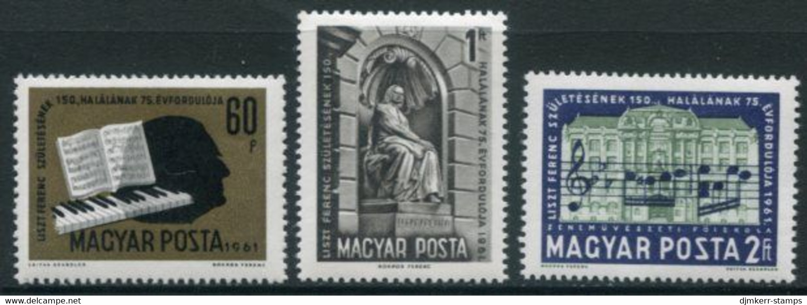 HUNGARY 1961 Liszt Sesquicentenary MNH / **.  Michel 1793-95 - Unused Stamps