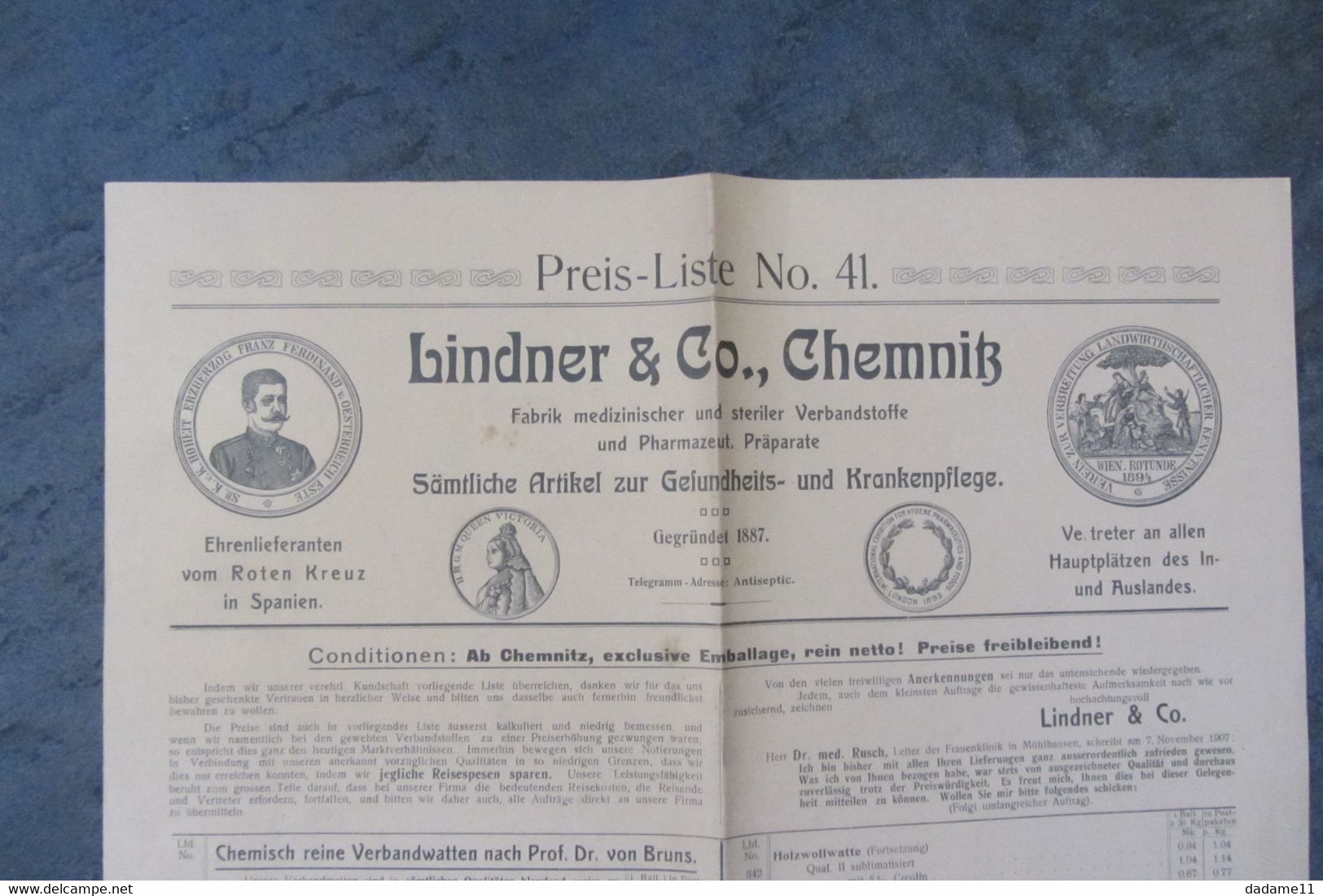 Document Pour Bindner & Co Chemnitz Matériel Pharmaceutique " Croix Rouge Espagnole Et  Reine D'Angleterre" - 1800 – 1899