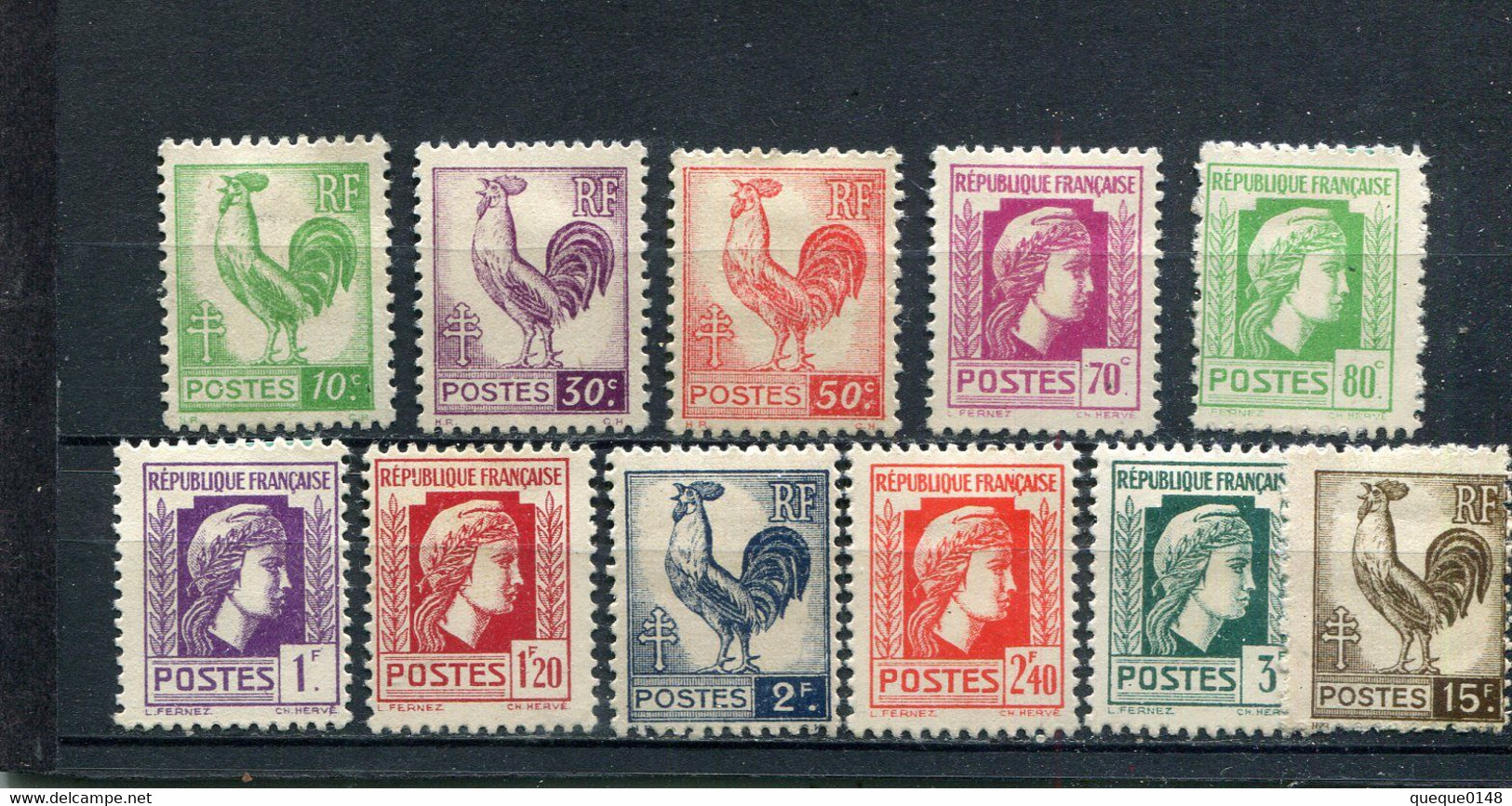 France 1944 Yt 630-631 633 635-638 640-642 647 * - 1944 Coq Et Marianne D'Alger