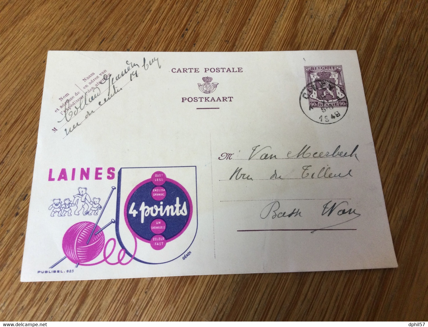 Belgique Publibel  N°825 Laines 4 Points : Beau Cachet De Ciney - Publibels