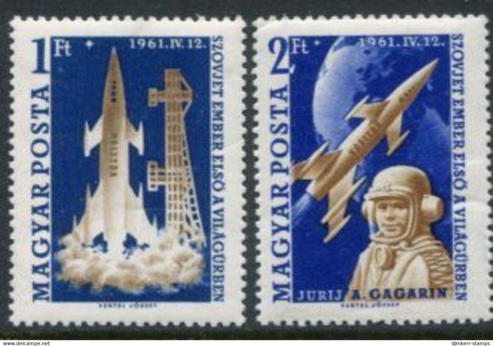 HUNGARY 1961 First Manned Space Flight MNH / **.  Michel 1753-54 - Unused Stamps
