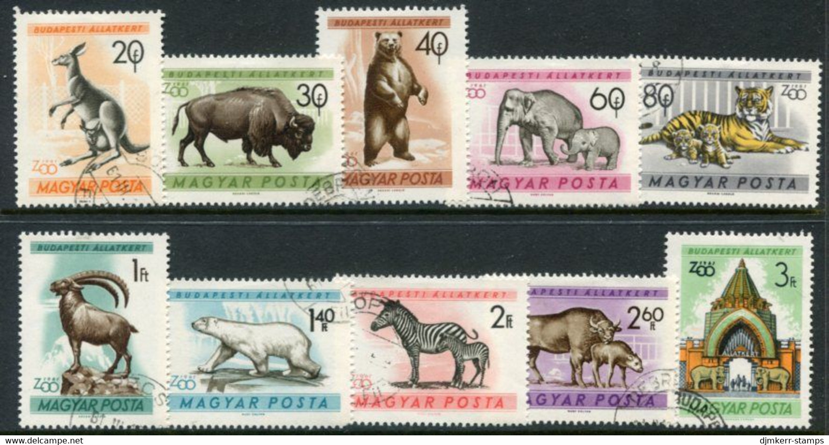 HUNGARY 1961  Budapest Zoo Set Used.  Michel 1727-36 - Used Stamps