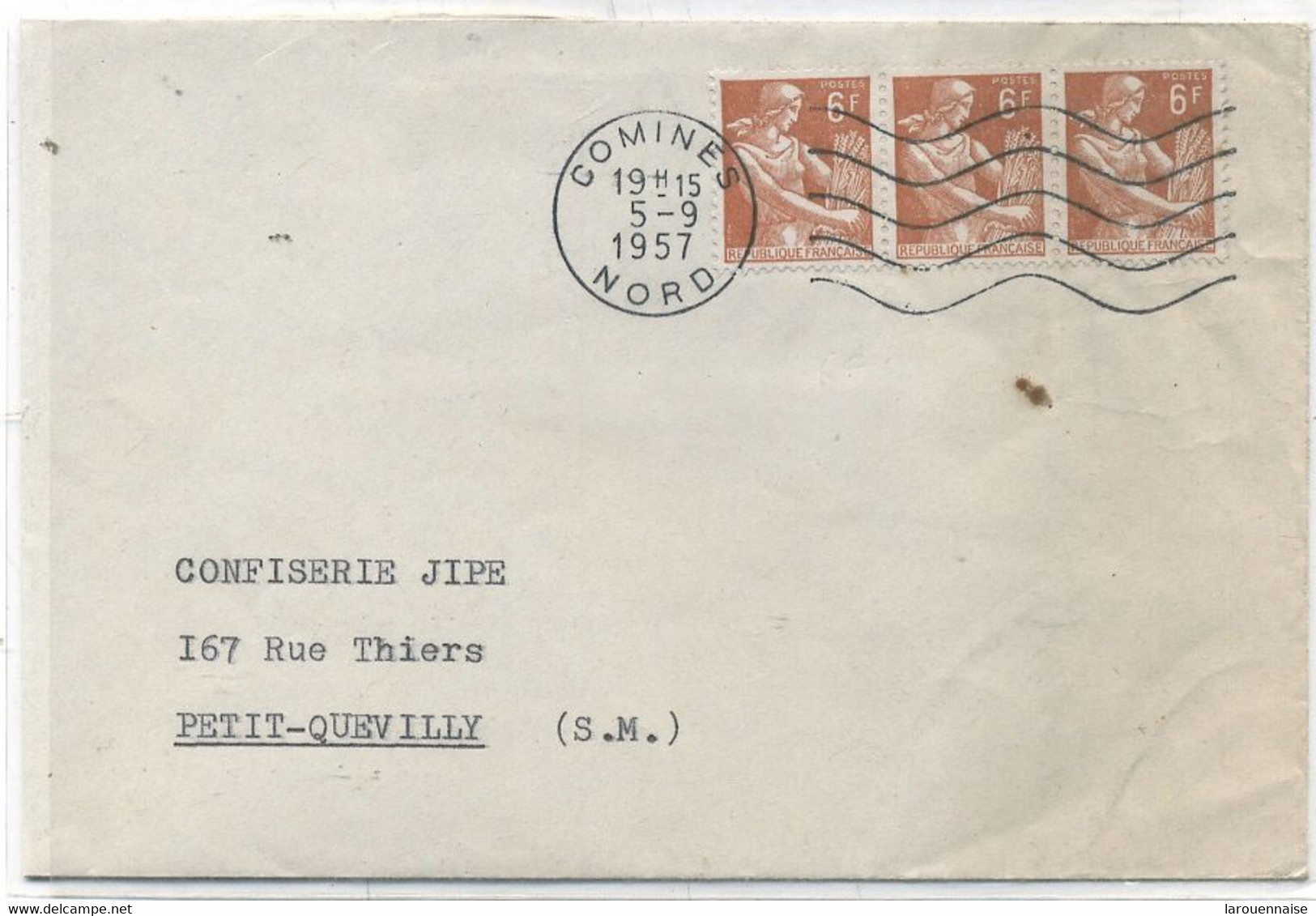 TYPE MOISSONNEUSE N° 1115 X 3 - (6 F Brun Jaune ) Tarif 1--7-1957 - FACTURE Sans Enveloppe Ouvert (  - 20 Gr ) 18 F - 1957-1959 Reaper