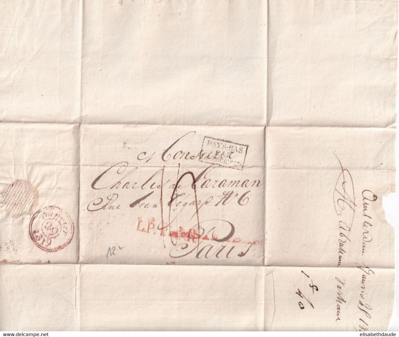 1819 - ENTREE PAYS-BAS Par VALENCIENNES - LETTRE SC De AMSTERDAM => PARIS - Entry Postmarks