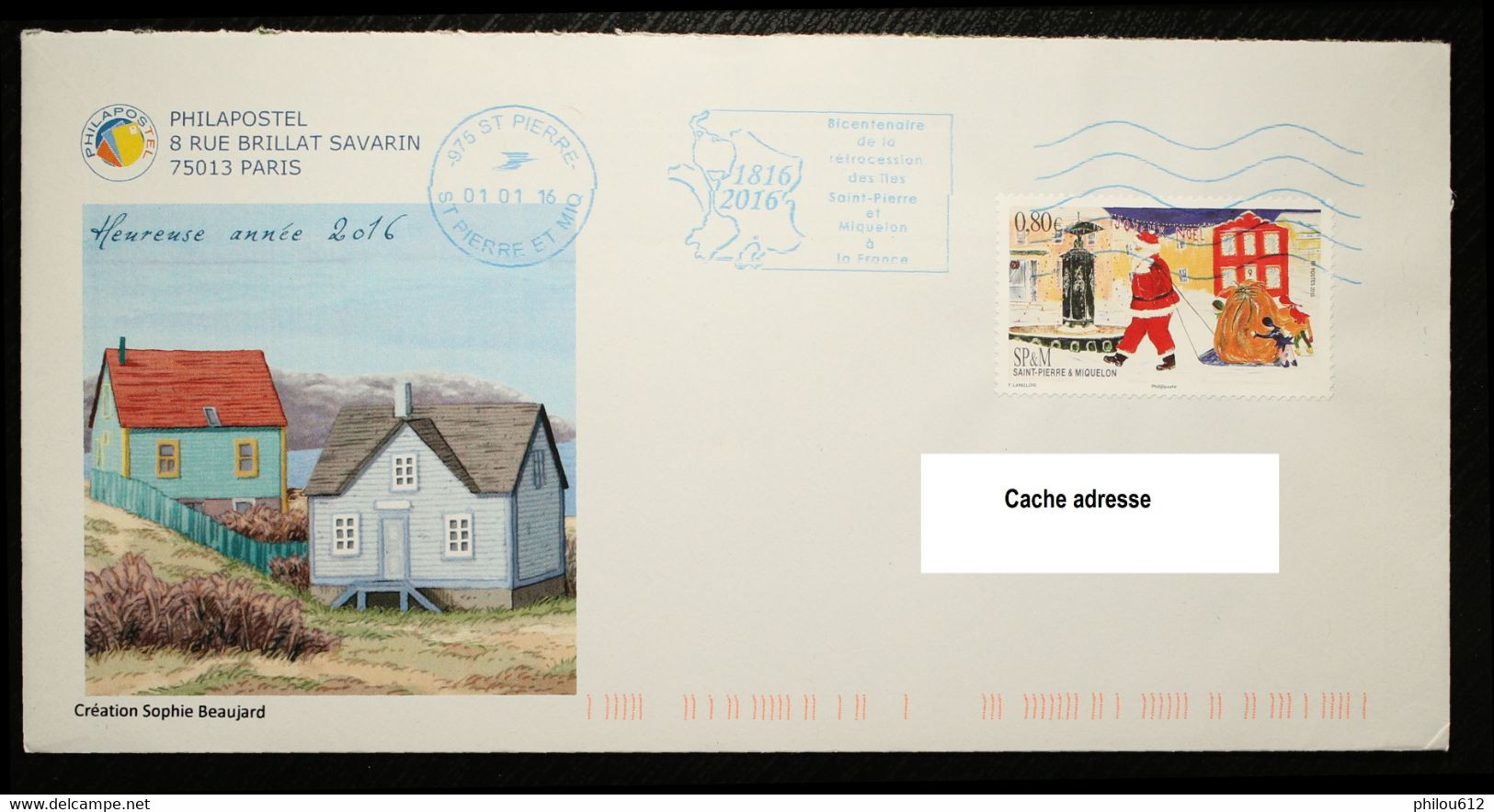 975 -St Pierre Et Miquelon - EMA Bicentenaire De La Rétrocession Surenveloppe Du Jour De L'an - 2016 - Storia Postale