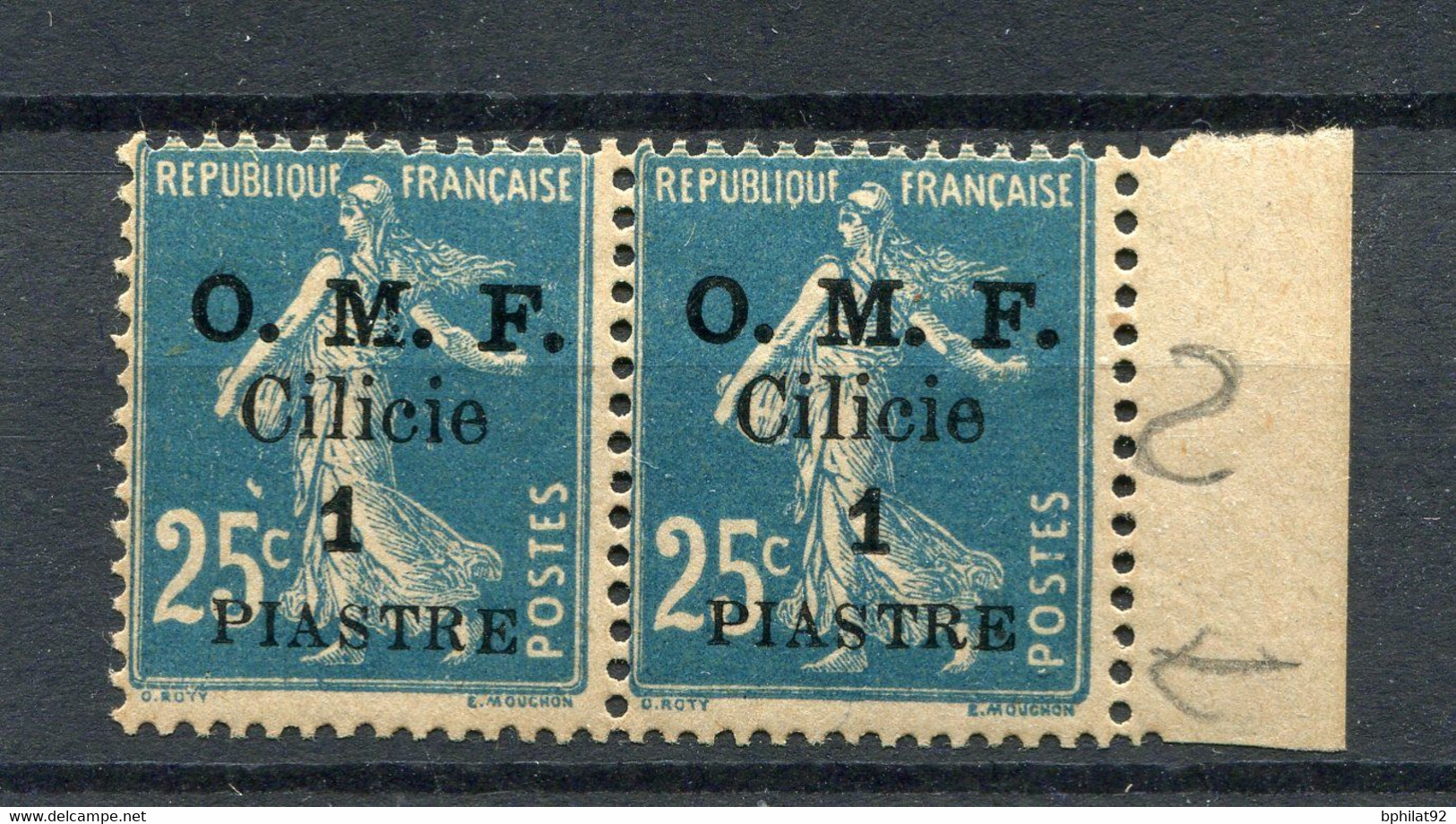 !!! CILICIE, TYPE SEMEUSE, PAIRE DU N°91 VARIETE S DE PIASTRE RENVERSE NEUVE ** - Unused Stamps