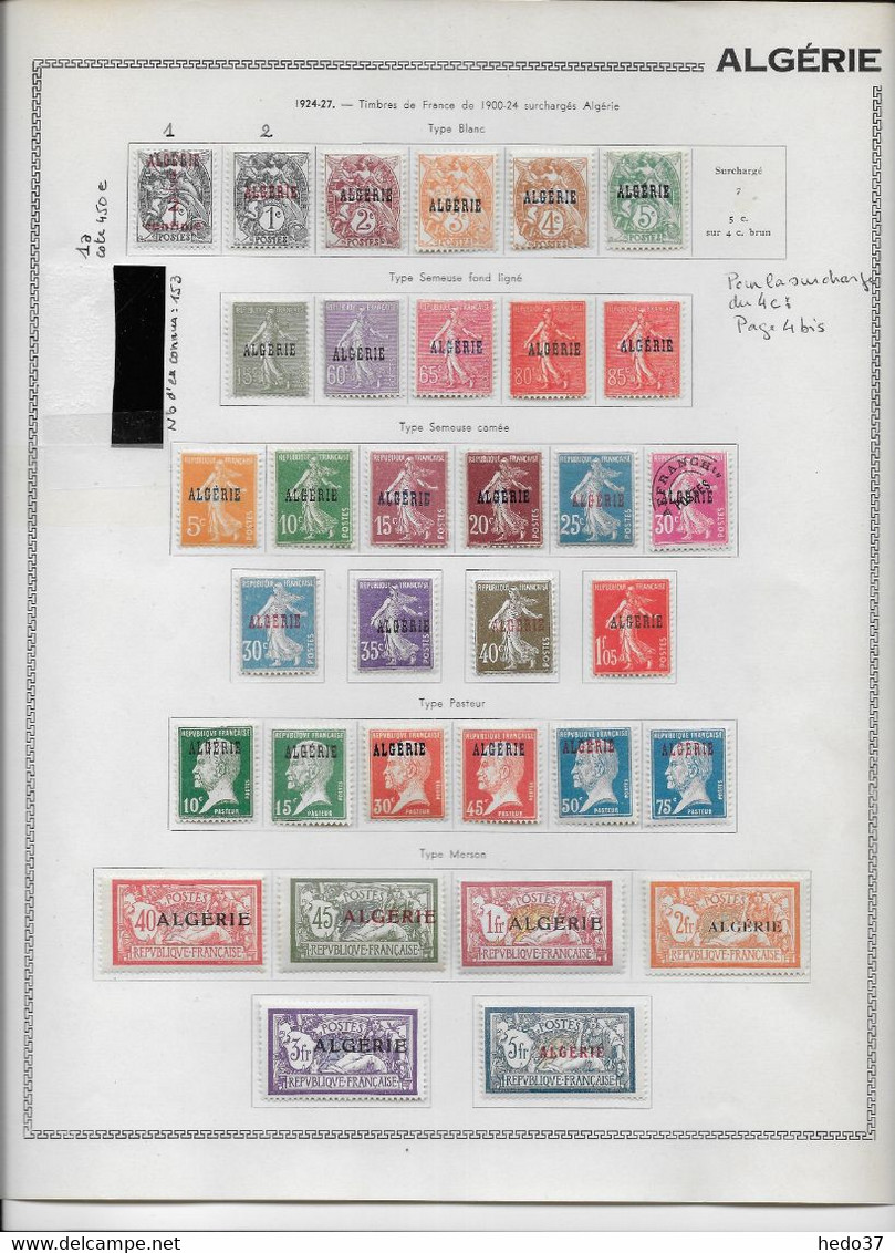 Algérie - Collection Vendue Page Par Page - Neuf * Avec Charnière - TB - Verzamelingen & Reeksen