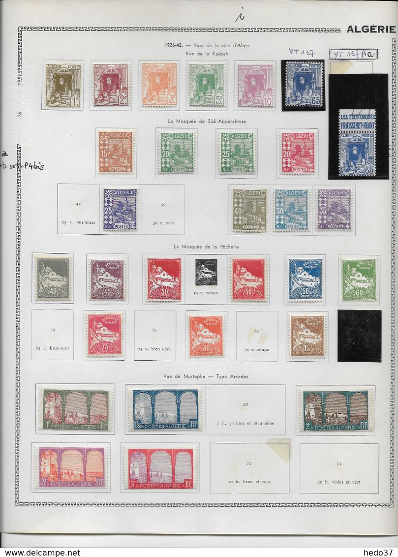 Algérie - Collection Vendue Page Par Page - Neuf * Avec Charnière - TB - Verzamelingen & Reeksen