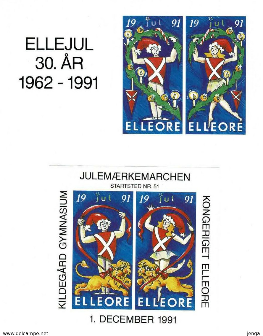 Denmark; Local Christmas Seals - Elleore, 1991, Full Sheet And 2 Advertising Labels  MNH(**), Not Folded, - Full Sheets & Multiples