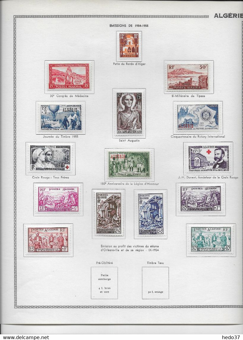 Algérie - Collection Vendue Page Par Page - Neuf * Avec Charnière - TB - Lots & Serien