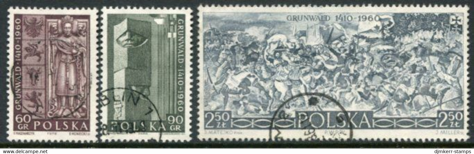 POLAND 1960 Battle Of Grünwald Set Of 3 Used  Michel 1174-76 - Used Stamps