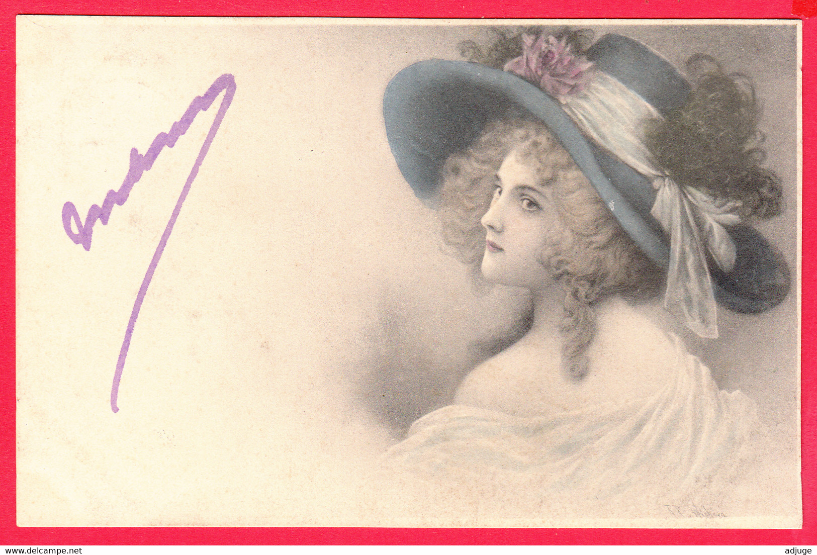 CPA-Art Nouveau - Viennoise - WICHERA N° 112-Femme élégante - Chapeau Bleu Ruban Belle Colorisation*SUP 2 SCANS - Wichera