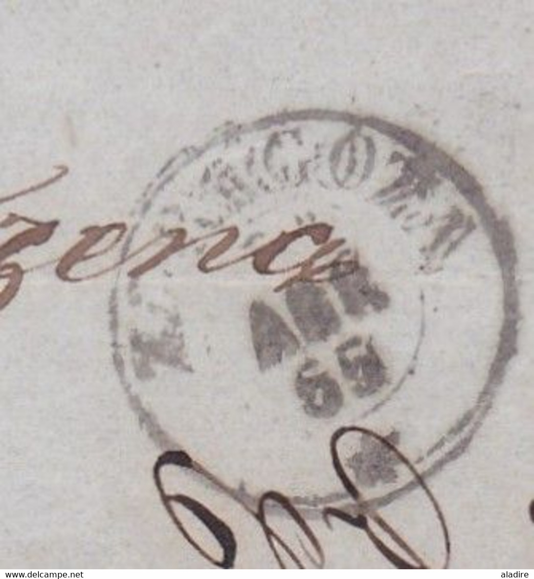 1855 - Lettre Pliée Avec Corresp En Espagnol De Zaragoza, Espagne Vers Oloron, France - Via Jaca - Entrée Par Oloron - Covers & Documents