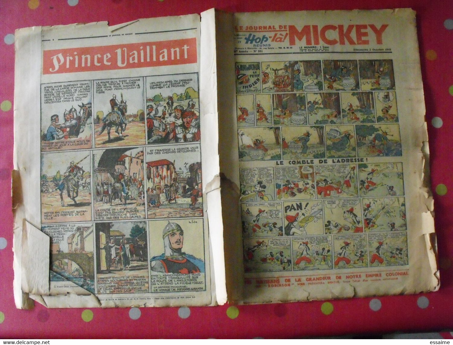 Journal De Mickey Et Hop-là Réunis. N° 351 Du 5 Octobre 1941. Prince Vaillant - Journal De Mickey