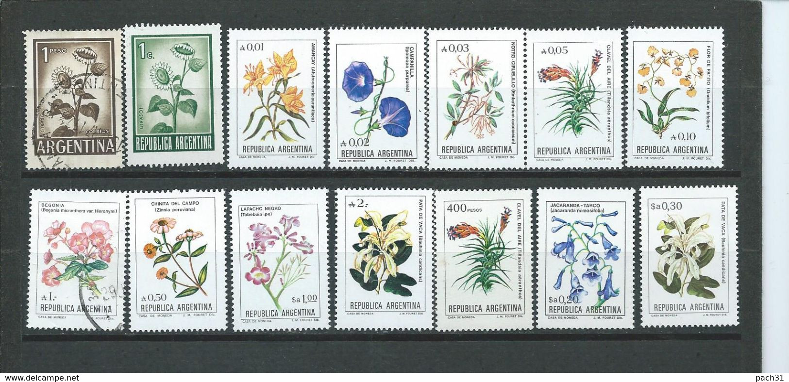 Argentine  Lot De Timbres Fleurs - Collections, Lots & Séries