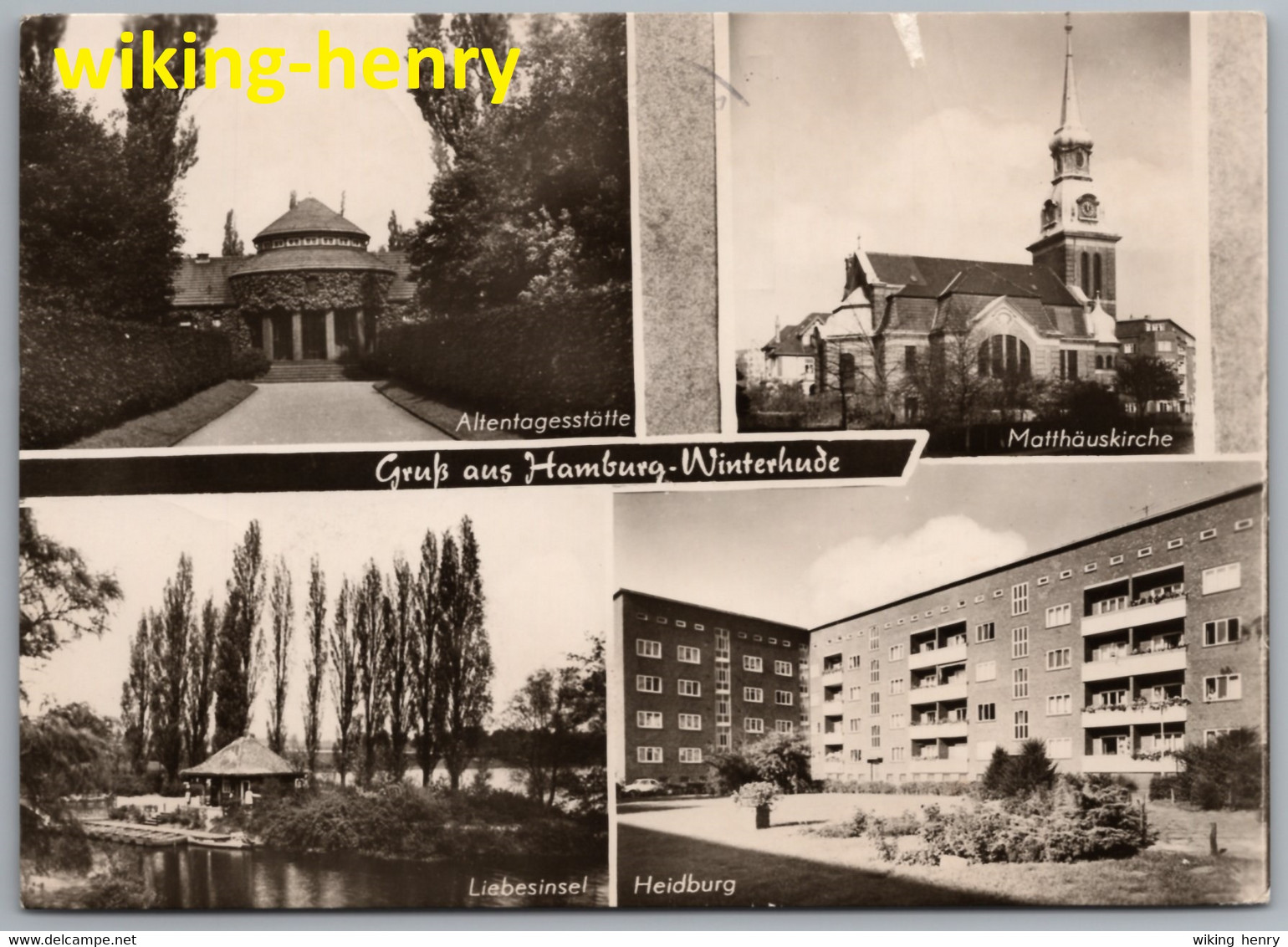 Hamburg Winterhude - S/w Mehrbildkarte 1   Altentagesstätte Matthäuskirche Liebesinsel Heidburg - Winterhude