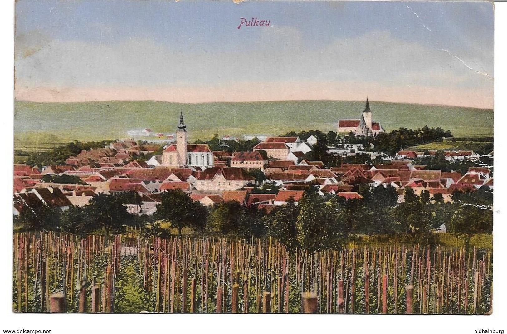1855s: AK Stadtpanorama- Ansicht Pulkau, Gelaufen 1908 Nach Wien- Landstraße - Hollabrunn