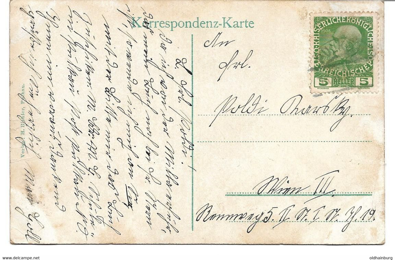1855s: AK Stadtpanorama- Ansicht Pulkau, Gelaufen 1908 Nach Wien- Landstraße - Hollabrunn