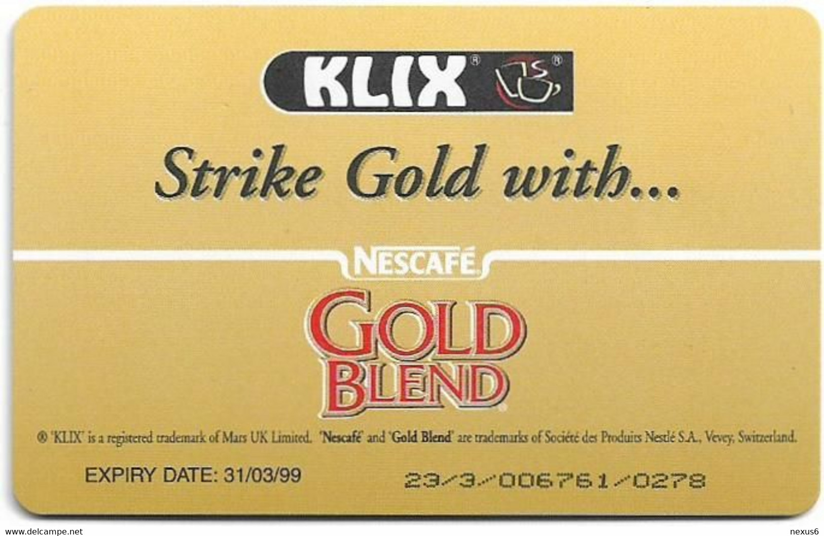 UK - BT (Chip) - PRO337 - BCP-085 - Klix, Nescafé Gold Blend, 5£, 2.800ex, Mint - BT Promotionnelles