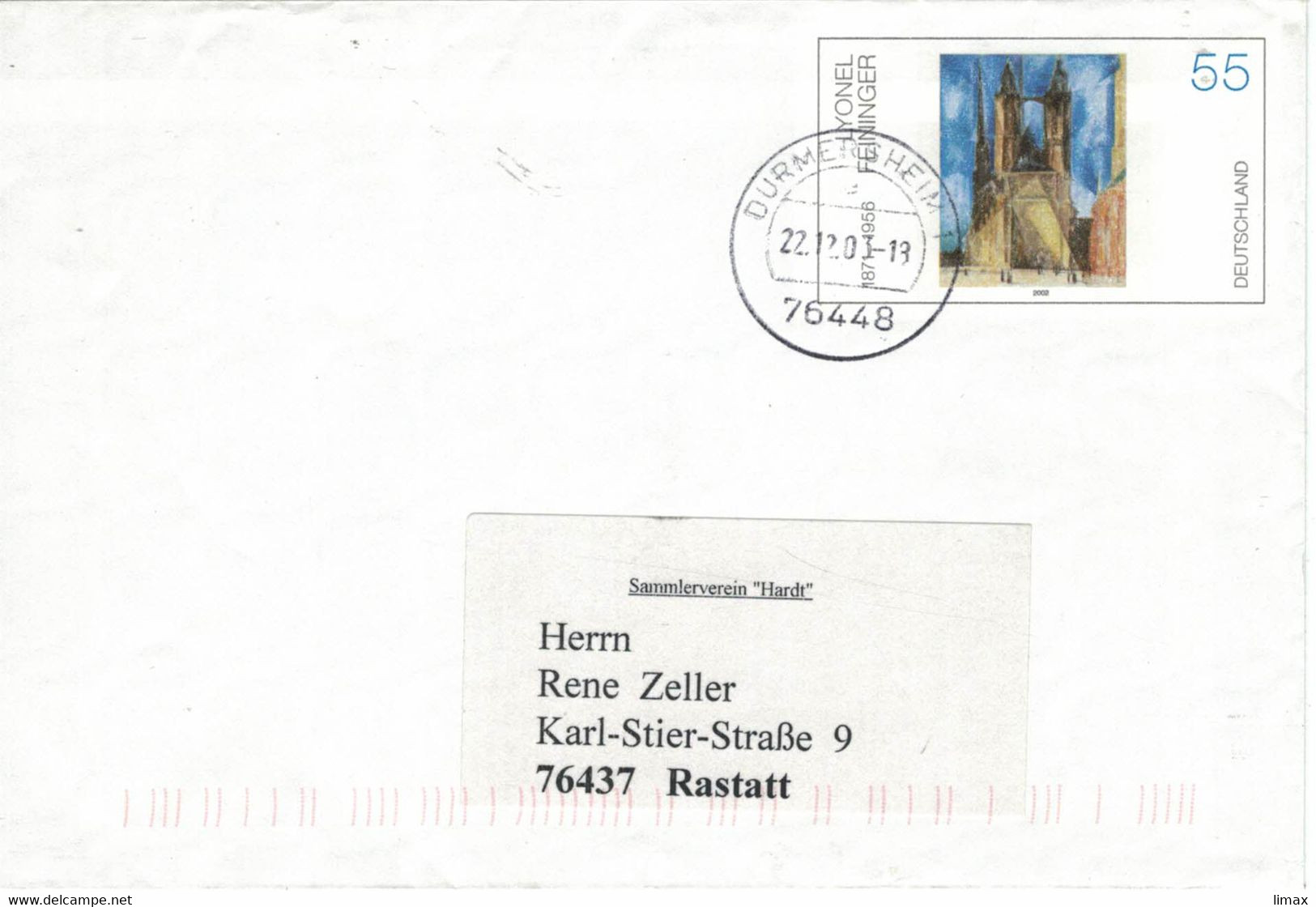 Ganzsache Lyonel Feininger - 76448 Durmetsheim 2003 Gemälde - Enveloppes Privées - Oblitérées