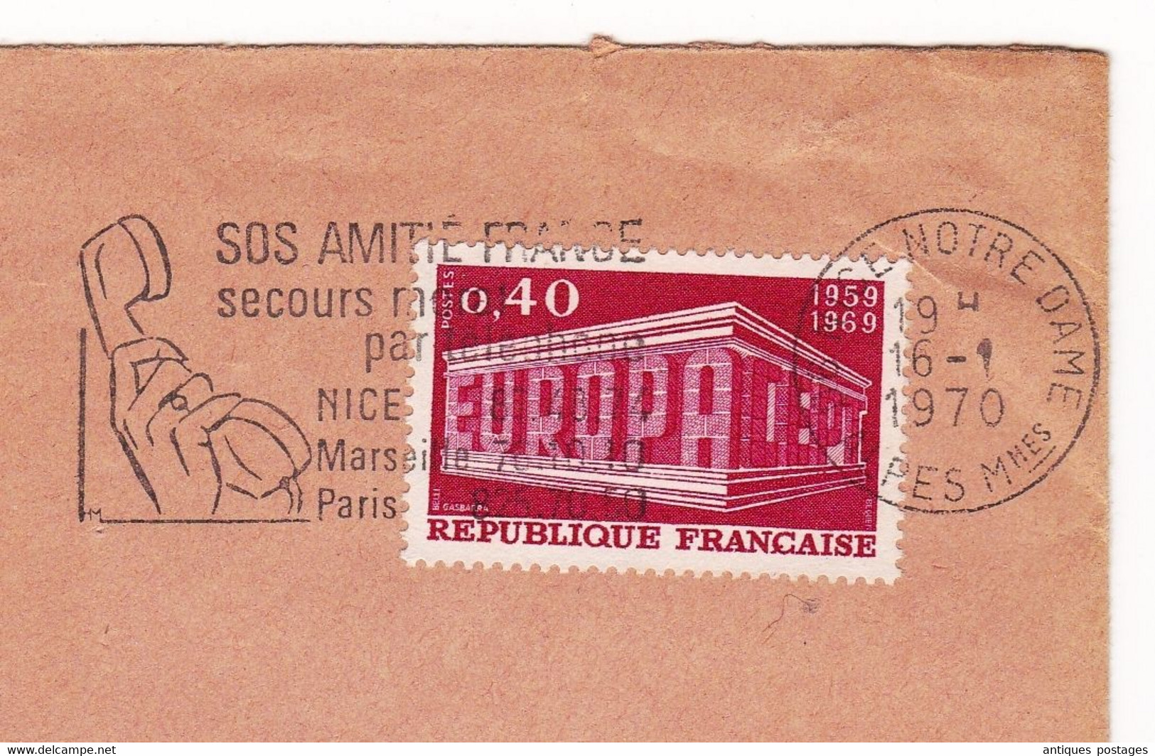 Lettre Nice Notre-Dame Alpes Maritimes Flamme SOS Amitié Téléphone Blois Candé Sur Beuvron Loir Et Cher - Covers & Documents