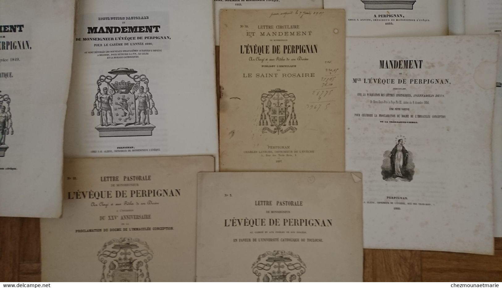 PERPIGNAN LETTRE PASTORALE MANDEMENT EVEQUE INSTRUCTION - LOT DE 14 DOCUMENTS LIVRETS - Documents Historiques