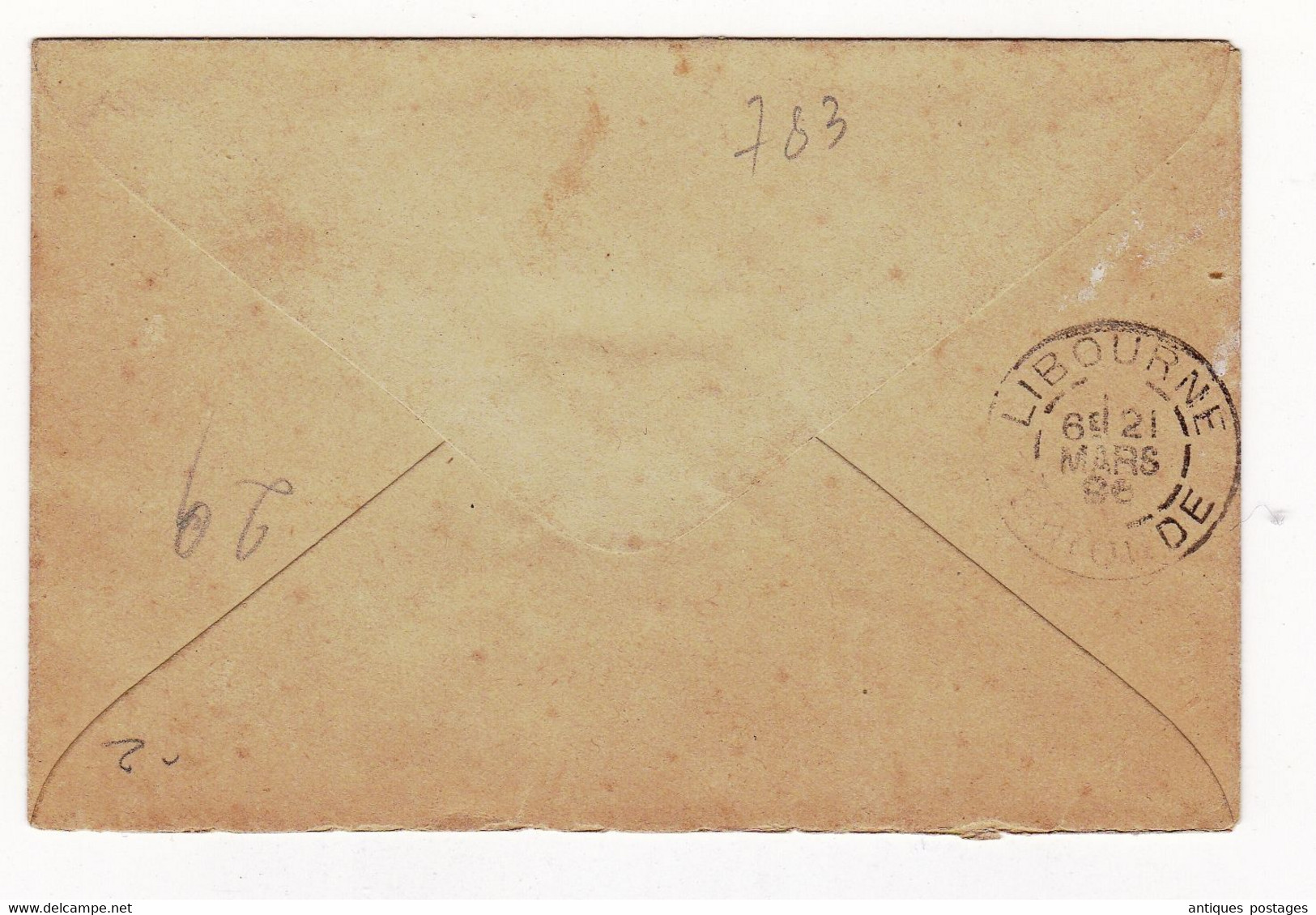 Enveloppe 1896 Entier Postal Type Paix Cachet Gare De Libourne Gironde - Enveloppes Types Et TSC (avant 1995)