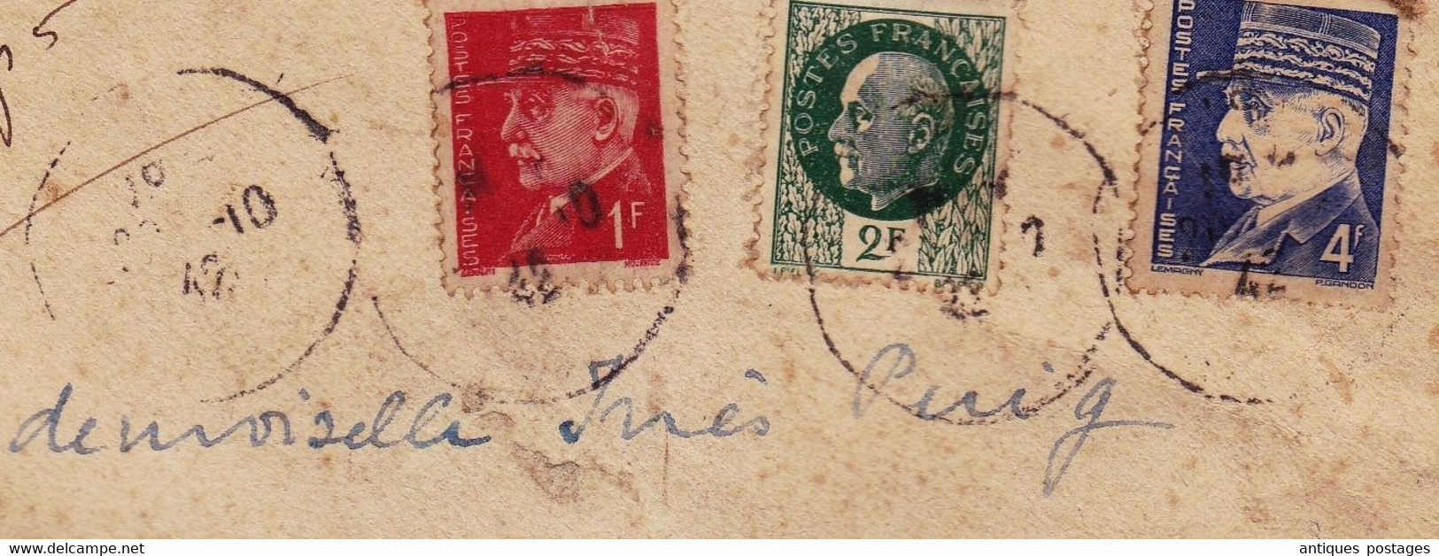 Valeur Déclarée Recommandée 1942 Pétain Chargé Paris Pour Libourne Gironde Cachets De Cire Mirabaud & Cie - 1941-42 Pétain