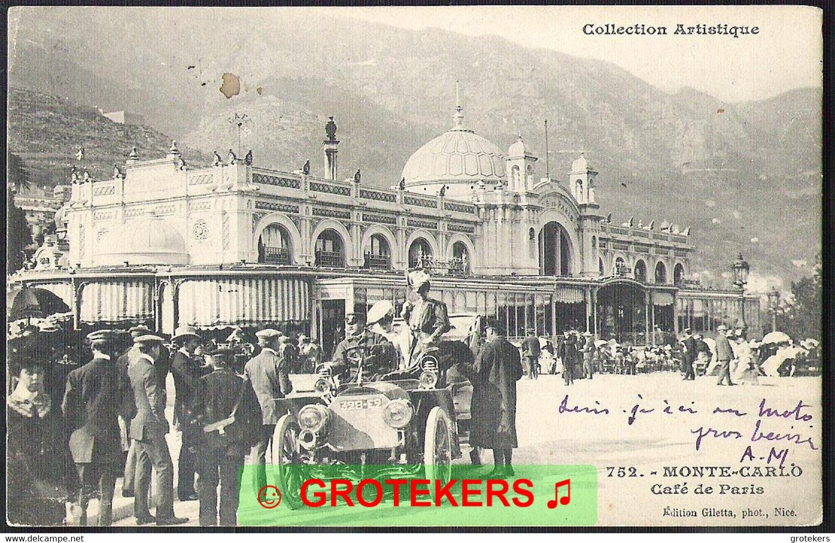 MONTE-CARLO Café De Paris 1906   Voiture Ancienne - Cafés & Restaurants