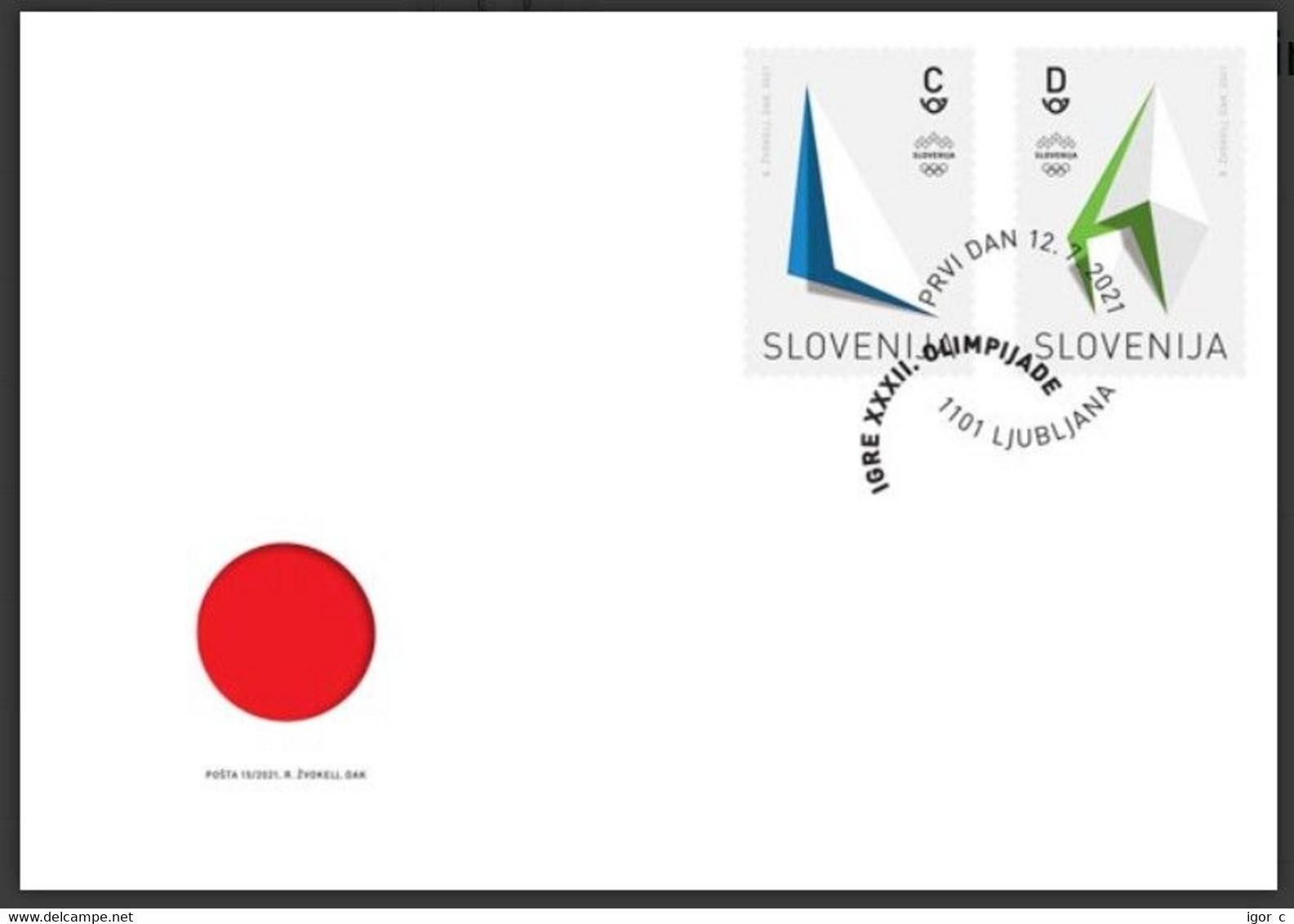 Slovenia 2021 FDC Cover; Olympic Games Tokyo 2020 2021; Rock Climbing; Sailing; Japan Flag; - Estate 2020 : Tokio