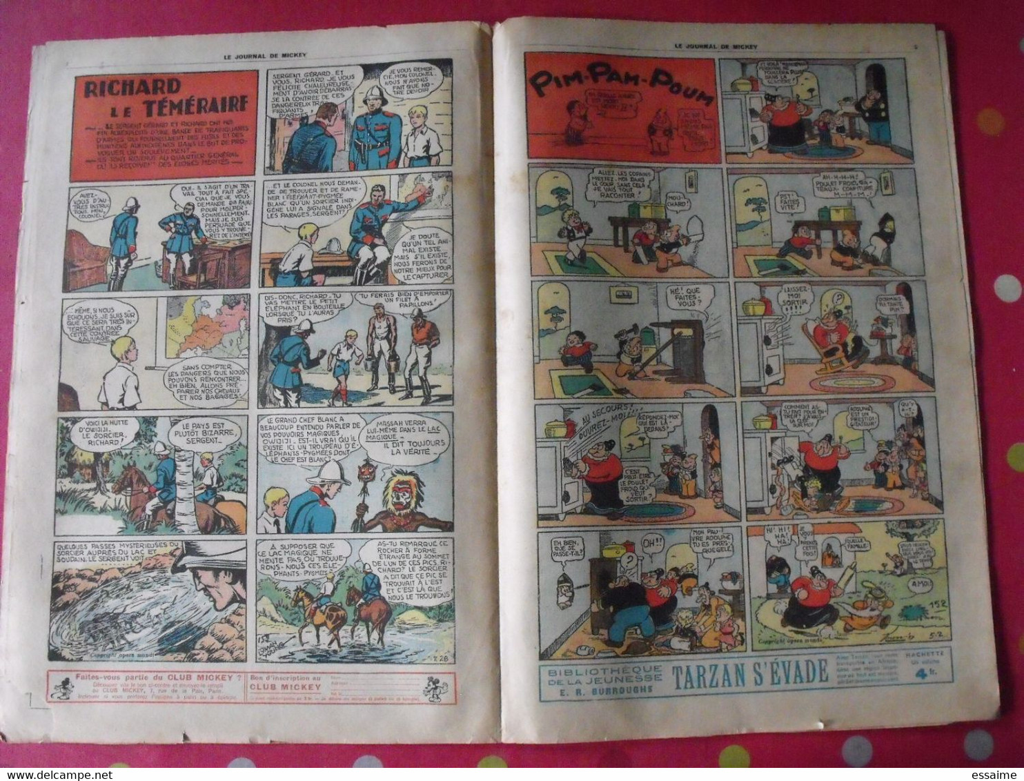 5 n° du journal de Mickey 1937. jojo richard pim pam poum jim la jungle malheurs d'annie donald